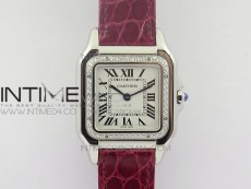 Panthère Secrete Ladies 27mm SS 8848F 1:1 Best Edition White Dial Diamonds Bezel on Red Croco Strap Ronda Quartz
