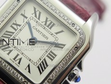 Panthère Secrete Ladies 27mm SS 8848F 1:1 Best Edition White Dial Diamonds Bezel on Red Croco Strap Ronda Quartz
