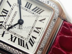 Panthère Secrete Ladies 27mm SS 8848F 1:1 Best Edition White Dial Diamonds Bezel on Red Croco Strap Ronda Quartz