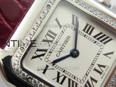 Panthère Secrete Ladies 27mm SS 8848F 1:1 Best Edition White Dial Diamonds Bezel on Red Croco Strap Ronda Quartz