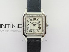 Panthère Secrete Ladies 27mm SS 8848F 1:1 Best Edition White Dial Diamonds Bezel on Black Croco Strap Ronda Quartz