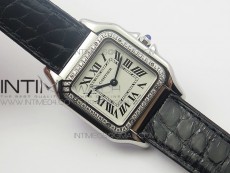 Panthère Secrete Ladies 27mm SS 8848F 1:1 Best Edition White Dial Diamonds Bezel on Black Croco Strap Ronda Quartz