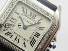 Panthère Secrete Ladies 27mm SS 8848F 1:1 Best Edition White Dial Diamonds Bezel on Black Croco Strap Ronda Quartz