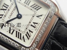 Panthère Secrete Ladies 27mm SS 8848F 1:1 Best Edition White Dial Diamonds Bezel on Black Croco Strap Ronda Quartz