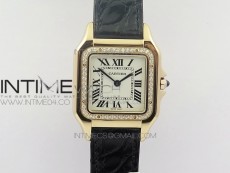 Panthère Secrete Ladies 27mm RG 8848F 1:1 Best Edition White Dial Diamonds Bezel on Black Croco Strap Ronda Quartz