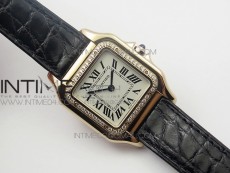 Panthère Secrete Ladies 27mm RG 8848F 1:1 Best Edition White Dial Diamonds Bezel on Black Croco Strap Ronda Quartz