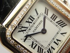 Panthère Secrete Ladies 27mm RG 8848F 1:1 Best Edition White Dial Diamonds Bezel on Black Croco Strap Ronda Quartz