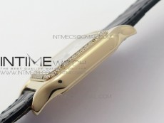 Panthère Secrete Ladies 27mm RG 8848F 1:1 Best Edition White Dial Diamonds Bezel on Black Croco Strap Ronda Quartz