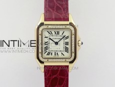 Panthère Secrete Ladies 27mm RG 8848F 1:1 Best Edition White Dial Diamonds Bezel on Red Croco Strap Ronda Quartz