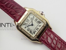 Panthère Secrete Ladies 27mm RG 8848F 1:1 Best Edition White Dial Diamonds Bezel on Red Croco Strap Ronda Quartz