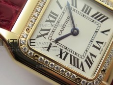 Panthère Secrete Ladies 27mm RG 8848F 1:1 Best Edition White Dial Diamonds Bezel on Red Croco Strap Ronda Quartz
