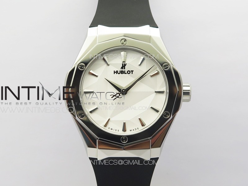 Classic Fusion Orlinski SS B50F 1:1 Best Edition White Faceted Dial on Black Rubber Strap A2892
