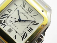 Santos de Cartier 40mm 2018 SS/YG BVF 1:1 Best Edition RG Bezel White Dial on SS/YG SmartLinks Bracelet MIYOTA 9015