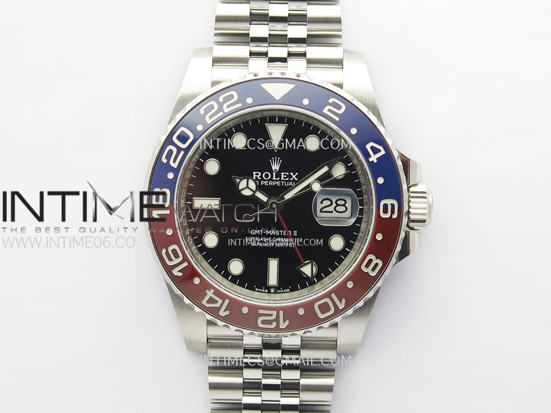 GMT-Master II 126710 BLRO Blue/Red Ceramic C+F 1:1 Best Edition Black Dial on Jubilee Bracelet SH3285 CHS