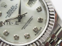 Datejust 28mm 279179 SS APSF Best Edition White MOP Dial Crystals Markers on SS Jubilee Bracelet NH05