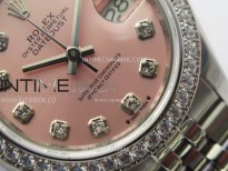 Datejust 28mm 279179 SS/Crystals Bezel APSF Best Edition Pink Dial Crystals Markers on SS Jubilee Bracelet NH05