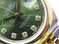 Datejust 28mm 279173 Smooth Bezel SS/YG APSF Best Edition Green Dial Crystals Markers on Jubilee Bracelet NH05