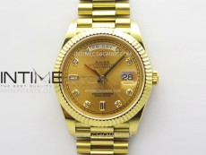 Day Date 40mm 228235 YG APSF 1:1 Best Edition Gold Dial Crystal Markers on YG President Bracelet A2836