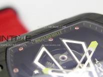 RM027-03 Real Tourbillon Black Carbon BBR Best Edition Skeleton Dial on Red Nylon Strap