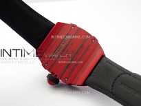 RM027-03 Real Tourbillon Red Carbon BBR Best Edition Skeleton Dial on Black Nylon Strap