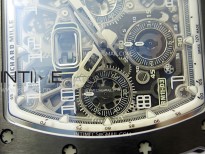 RM011 Titanium Case Black Ceramic Bezel Chronograph KUF Best Edition Skeleton Dial on White Rubber Strap A7750