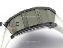 RM011 Titanium Case Black Ceramic Bezel Chronograph KUF Best Edition Skeleton Dial on White Rubber Strap A7750