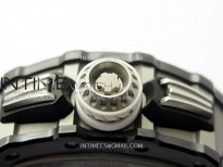 RM011 Titanium Case Black Ceramic Bezel Chronograph KUF Best Edition Skeleton Dial on Black Rubber Strap A7750