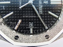 Royal Oak 41mm 15410 Frosted SS APSF 1:1 Best Edition Black Textured Dial on SS Bracelet SA3120 Super Clone