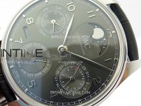Portuguese IW503301 Real PR SS APSF 1:1 Best Edition Gray Dial On Black Leather Strap A52010