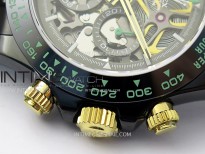 Daytona PVD Ceramic Bezel GETF Best Edition Skeleton Green Dial on Green Rubber Strap SA4130