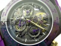 Daytona PVD Ceramic Bezel GETF Best Edition Skeleton Purple Dial on Purple Rubber Strap SA4130