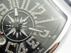 Vanguard V45 SS ABF Best Edition Black Dial Diamonds Markers on Black Gummy Strap A2813