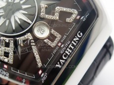 Vanguard V45 SS ABF Best Edition Black Dial Diamonds Markers on Black Gummy Strap A2813