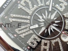 Vanguard V45 SS ABF Best Edition Black Dial Diamonds Markers on Black Gummy Strap A2813