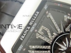 Vanguard V45 SS ABF Best Edition Black Dial Diamonds Markers on Black Gummy Strap A2813