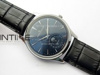 Master Ultra Thin Moon 1368420 SS ZF 1:1 Best Edition Blue Dial on Black Leather Strap V3 SA925 Super Clone