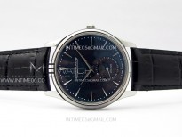 Master Ultra Thin Moon 1368420 SS ZF 1:1 Best Edition Blue Dial on Black Leather Strap V3 SA925 Super Clone