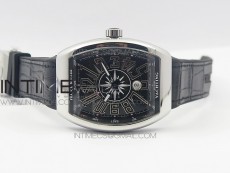 Vanguard V45 SS ABF Best Edition Black Dial Numbers Markers on Black Gummy Strap A2813