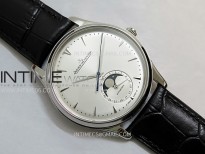 Master Ultra Thin Moon 1368420 SS ZF 1:1 Best Edition White Dial on Black Leather Strap V3 SA925 Super Clone