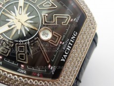 Vanguard V45 RG Full Diamonds Black Textured Numbers Markers on Black Gummy Strap A2813