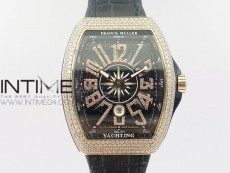 Vanguard V45 RG Full Diamonds Black Textured Diamonds Markers on Black Gummy Strap A2813