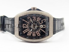 Vanguard V45 RG Full Diamonds Black Textured Diamonds Markers on Black Gummy Strap A2813