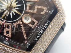 Vanguard V45 RG Full Diamonds Black Textured Diamonds Markers on Black Gummy Strap A2813