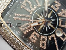 Vanguard V45 RG Full Diamonds Black Textured Diamonds Markers on Black Gummy Strap A2813