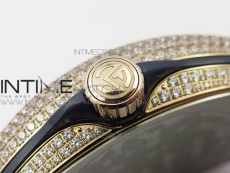 Vanguard V45 RG Full Diamonds Black Textured Diamonds Markers on Black Gummy Strap A2813