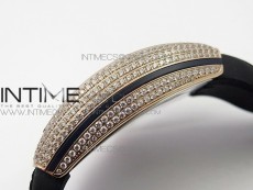Vanguard V45 RG Full Diamonds Black Textured Diamonds Markers on Black Gummy Strap A2813