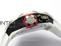 RM035-03 White Carbon/Red Crown Z Factory Skeleton Dial on White Rubber Strap Asian Skeleton movement
