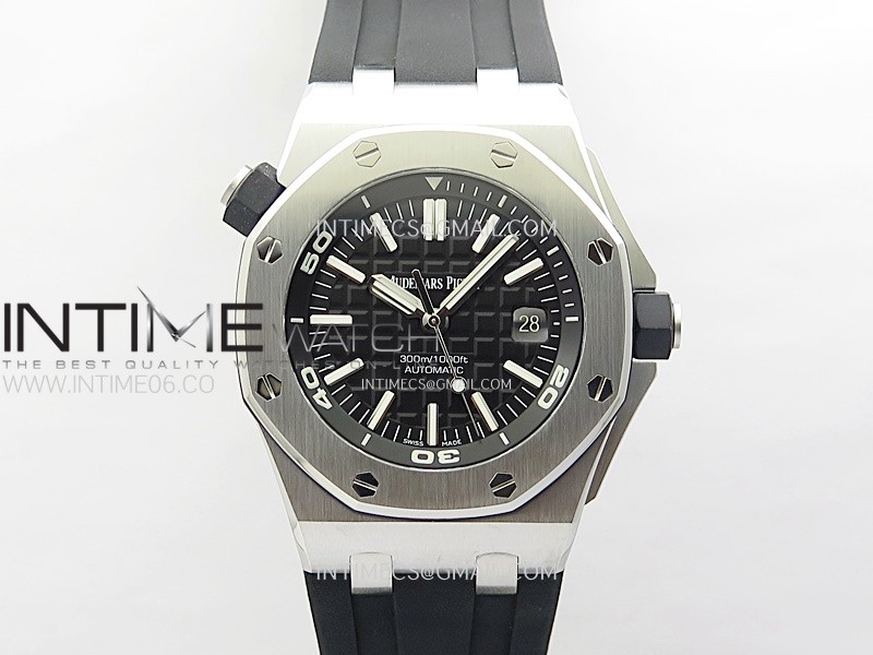 Royal Oak Offshore 15710 ZF 1:1 Best Edition Black Dial on Rubber Strap 3120 Super Clone V2 (Free XS Rubber Strap)
