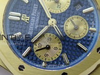 Royal Oak Chrono 26331ST YG IPF 1:1 Best Edition Blue Dial Gold subdial on SS Bracelet A7750