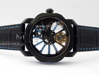 Octo 102910 PVD AXF Best Edition Blue Skeleton Dial on Black Leather Strap Asian BVL206 Tourbillon Movement